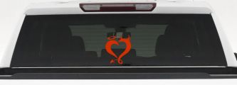 Heart Love Good and Evil Angel and Devil Car or Truck Window Decal Sticker (Orange Red)