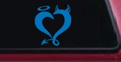 Heart Love Good and Evil Angel and Devil Car or Truck Window Decal Sticker (Sky Blue)