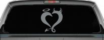 Heart Love Good and Evil Angel and Devil Car or Truck Window Decal Sticker (Telegrey)
