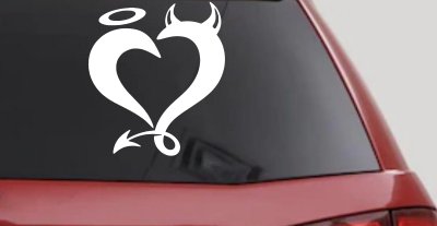 Heart Love Good and Evil Angel and Devil Car or Truck Window Vinyl Decal Sticker