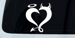 Heart Love Good and Evil Angel and Devil Car or Truck Window Decal Sticker