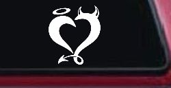 Heart Love Good and Evil Angel and Devil Car or Truck Window Decal Sticker