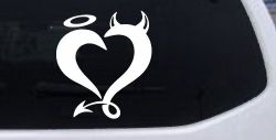 Heart Love Good and Evil Angel and Devil Car or Truck Window Decal Sticker