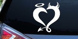 Heart Love Good and Evil Angel and Devil Car or Truck Window Decal Sticker