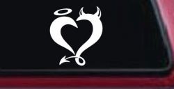 Heart Love Good and Evil Angel and Devil Car or Truck Window Decal Sticker