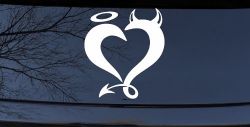 Heart Love Good and Evil Angel and Devil Car or Truck Window Decal Sticker