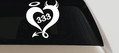 Heart 333 Half Evil Half Devil and Half Angel Car or Truck Window Vinyl Decal Sticker