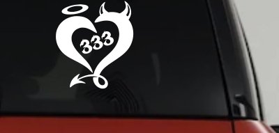 Heart 333 Half Evil Half Devil and Half Angel Car or Truck Window Vinyl Decal Sticker