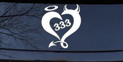 Heart 333 Half Evil Half Devil and Half Angel Car or Truck Window Decal Sticker