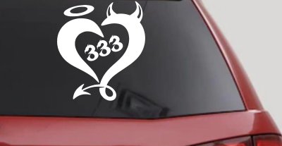 Heart 333 Half Evil Half Devil and Half Angel Car or Truck Window Vinyl Decal Sticker