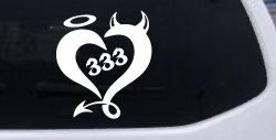 Heart 333 Half Evil Half Devil and Half Angel Car or Truck Window Decal Sticker