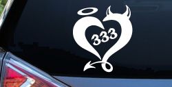 Heart 333 Half Evil Half Devil and Half Angel Car or Truck Window Decal Sticker