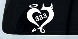 Heart 333 Half Evil Half Devil and Half Angel Car or Truck Window Decal Sticker