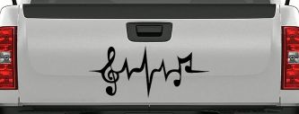 Music Notes in a Heartbeat Music Car or Truck Window Vinyl Decal Sticker (Black)