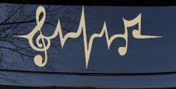 Music Notes in a Heartbeat Music Car or Truck Window Decal Sticker (Desert Sand)
