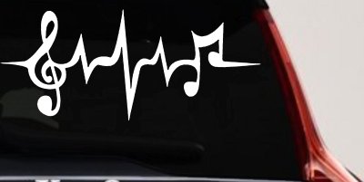 Music Notes in a Heartbeat Music Car or Truck Window Vinyl Decal Sticker