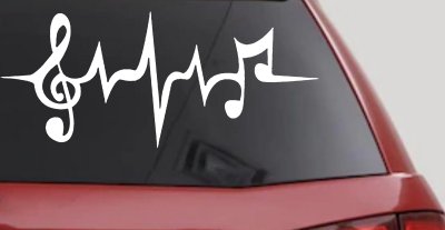 Music Notes in a Heartbeat Music Car or Truck Window Vinyl Decal Sticker