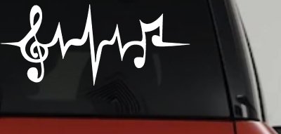 Music Notes in a Heartbeat Music Car or Truck Window Vinyl Decal Sticker