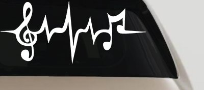 Music Notes in a Heartbeat Music Car or Truck Window Vinyl Decal Sticker