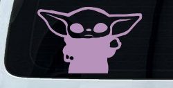 Baby Yoda Parody Car or Truck Window Decal Sticker (Lilac)