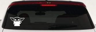 Baby Yoda Parody Car or Truck Window Decal Sticker (White)
