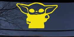 Baby Yoda Parody Car or Truck Window Decal Sticker (Yellow)
