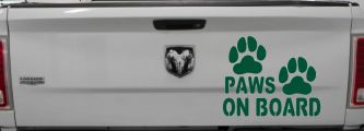 Paws On Board Dog or Cat Paws Car or Truck Window Vinyl Decal Sticker (Dark Green)