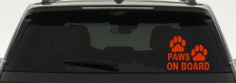 Paws On Board Dog or Cat Paws Car or Truck Window Decal Sticker (Orange Red)