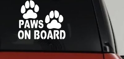 Paws On Board Dog or Cat Paws Car or Truck Window Vinyl Decal Sticker