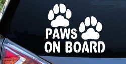 Paws On Board Dog or Cat Paws Car or Truck Window Decal Sticker