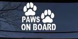 Paws On Board Dog or Cat Paws Car or Truck Window Decal Sticker