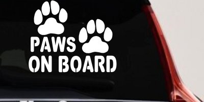 Paws On Board Dog or Cat Paws Car or Truck Window Vinyl Decal Sticker