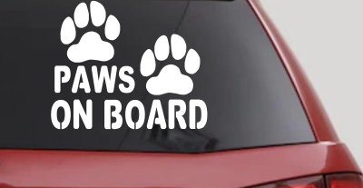 Paws On Board Dog or Cat Paws Car or Truck Window Vinyl Decal Sticker