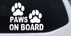Paws On Board Dog or Cat Paws Car or Truck Window Decal Sticker