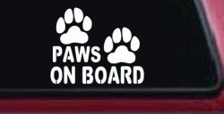 Paws On Board Dog or Cat Paws Car or Truck Window Decal Sticker