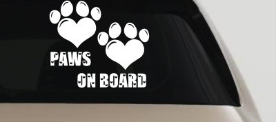 Paws On Board Dog or Cat Hearts Car or Truck Window Vinyl Decal Sticker