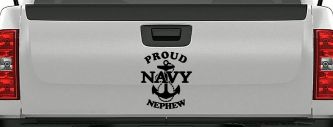 Proud Navy Nephew With Navy Anchor Logo Military Car or Truck Window Vinyl Decal Sticker (Black)