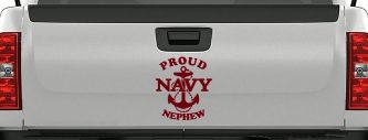 Proud Navy Nephew With Navy Anchor Logo Military Car or Truck Window Vinyl Decal Sticker (Burgundy)