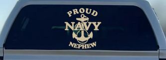 Proud Navy Nephew With Navy Anchor Logo Military Car or Truck Window Vinyl Decal Sticker (Desert Sand)