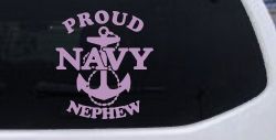 Proud Navy Nephew With Navy Anchor Logo Military Car or Truck Window Vinyl Decal Sticker (Lilac)