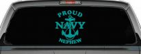 Proud Navy Nephew With Navy Anchor Logo Military Car or Truck Window Decal Sticker (Turquoise)