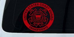 United States Coast Guard Grandparents Military Car or Truck Window Vinyl Decal Sticker (Red)