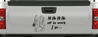 Dopey Dwarf Hi Ho Hi Ho Off to Work I Go Cartoons Car or Truck Window Decal Sticker (Black)