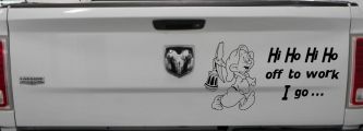 Dopey Dwarf Hi Ho Hi Ho Off to Work I Go Cartoons Car or Truck Window Decal Sticker (Black)