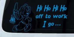 Dopey Dwarf Hi Ho Hi Ho Off to Work I Go Cartoons Car or Truck Window Vinyl Decal Sticker (Blue)