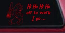 Dopey Dwarf Hi Ho Hi Ho Off to Work I Go Cartoons Car or Truck Window Vinyl Decal Sticker (Red)