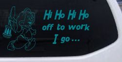 Dopey Dwarf Hi Ho Hi Ho Off to Work I Go Cartoons Car or Truck Window Vinyl Decal Sticker (Turquoise Blue)