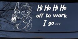 Dopey Dwarf Hi Ho Hi Ho Off to Work I Go Cartoons Car or Truck Window Decal Sticker