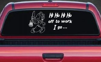 Dopey Dwarf Hi Ho Hi Ho Off to Work I Go Cartoons Car or Truck Window Decal Sticker