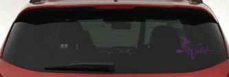 Wicked Witch Hat and Broom Car or Truck Window Vinyl Decal Sticker (Violet)